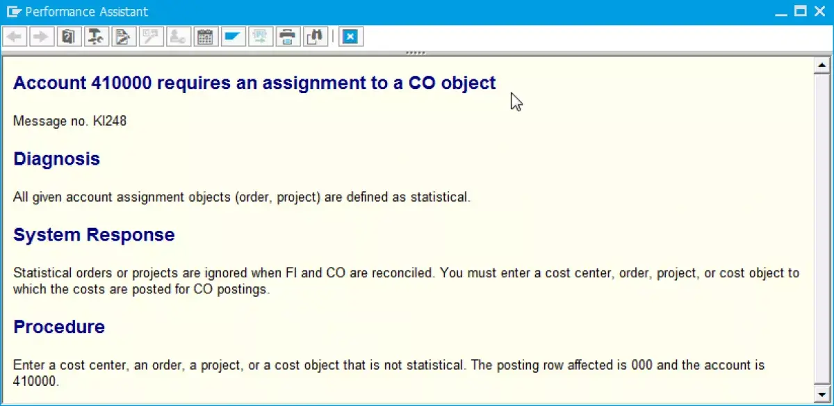 account requires an assignment to co object