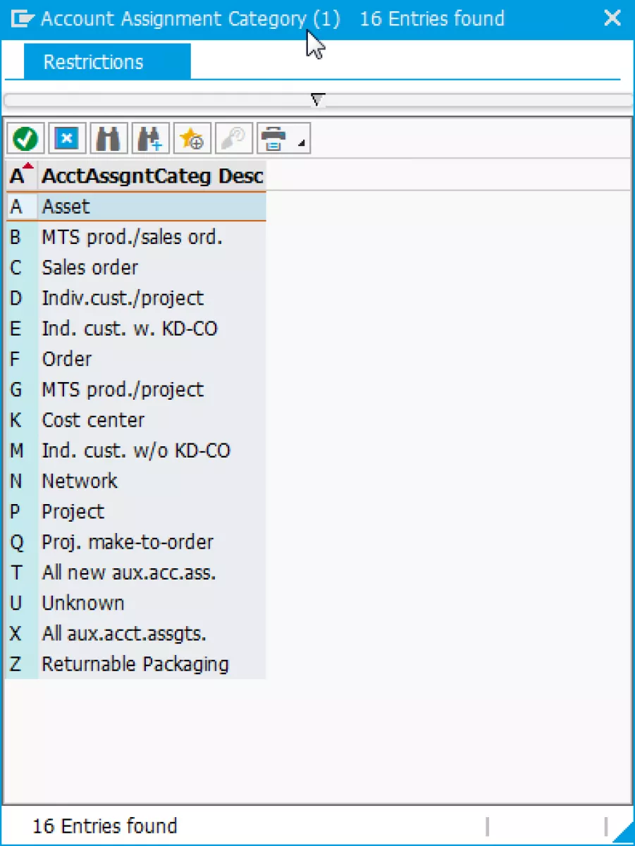 sap purchase requisition account assignment category