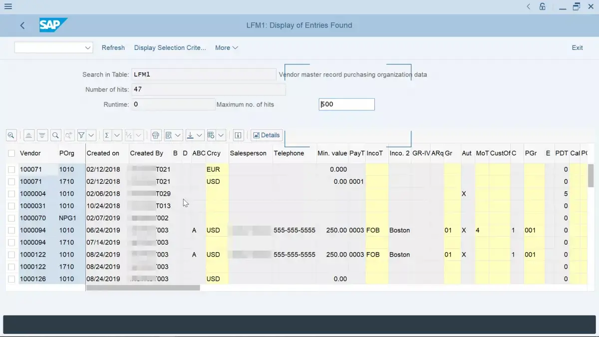 purchasing group assignment table