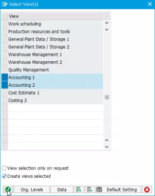 SAP accounting data not yet maintained : Selection of accounting views for creation in MM01 create material transaction