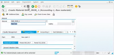 SAP അക്കൌണ്ടിംഗ് ഡാറ്റ ഇതുവരെ പരിപാലിച്ചിട്ടില്ല : മെറ്റീരിയലിനുള്ള അക്കൌണ്ടിങ്ങ് കാഴ്ച്ചകളുടെ പരിപാലനം