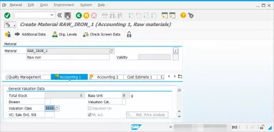 SAP accounting data not yet maintained : Maintenance of accounting view fields division, valuation category, valuation class