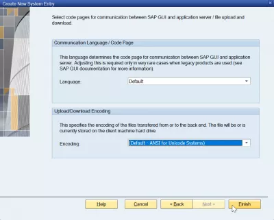 Dodaj serwer w SAP GUI 740 w 3 prostych krokach : Język komunikacji, strona kodowa i przesyłanie kodowania pobierania w SAP GUI 740