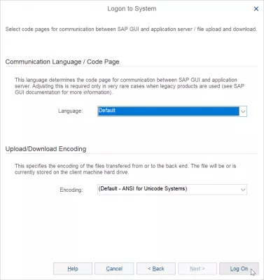 Lägg till server i SAP GUI 750 i tre enkla steg : Kommunikationsspråk, kodsida och ladda ner nedladdningskodning i SAP GUI 750