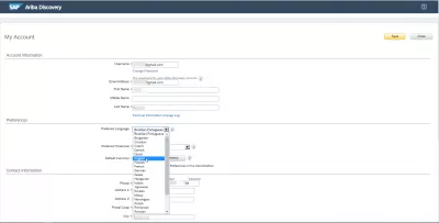 SAP Ariba: madaling baguhin ang wika ng interface : Magagamit ang mga wika ng Ariba sa mga setting ng account