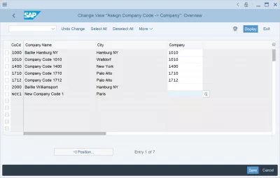 Assign company code to company in SAP FICO : Finding company code line