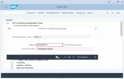Assign company code to company in SAP FICO : Customizing request pop up