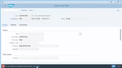 Cum de a schimba parola în SAP? : Vă puteți schimba parola doar o dată pe zi