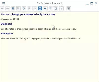 Kā nomainīt paroli SAP? : Jūs varat mainīt paroli tikai vienu reizi dienā error message number 00180 detail