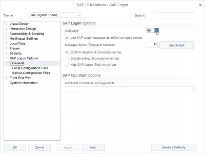 Change SAP NetWeaver logon language in 2 easy steps : SAP Logon options general menu