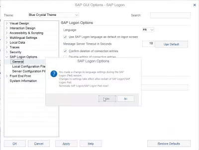 เปลี่ยนภาษาการเข้าสู่ระบบ SAP NetWeaver ใน 2 ขั้นตอนง่าย ๆ : การแจ้งเตือนการเปลี่ยนแปลงการตั้งค่าตัวเลือกการเข้าสู่ระบบ SAP