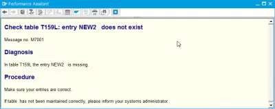 Jak rozwiązać SAP Błąd M7001 Sprawdź Tabela T159L: Wpis nie istnieje : Błąd M7001 Opis w Assistant Performance Assistant
