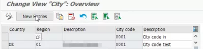 SAP city code halitta : Ƙirƙiri sabon shigarwa a cikin jerin jerin lambobin gari