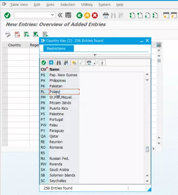 SAP city code creation : Country selection for city code