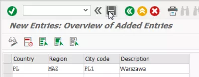 SAP city code creation : Additional city code data entry