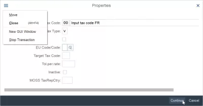 SAP Company code assignment to country in 3 easy steps : Enter tax code creation properties