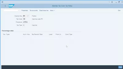 SAP Company code assignment to country in 3 easy steps : Maintain tax code: tax rates screen during tax code creation