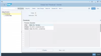 SAP Company code assignment to country in 3 easy steps : Create new entry button for calculation procedure