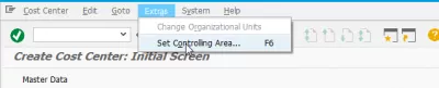 Pusat biaya tidak ada : Atur menu area pengendalian di KS01 buat pusat biaya