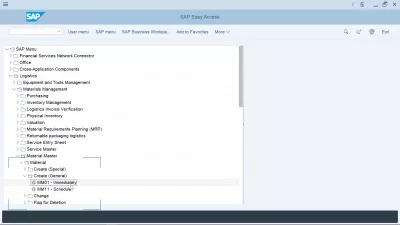 How to create a material in SAP? : Transaction MM01 to create a material in SAP in the SAP tree