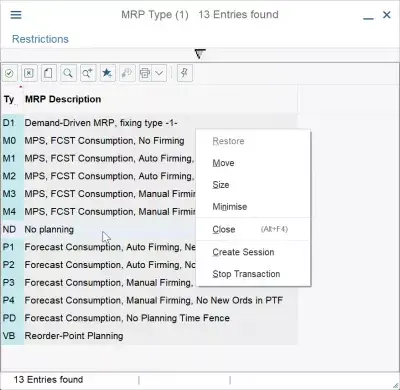 Jak stworzyć materiał w SAP? : Wybór typu głównego materiału MRP