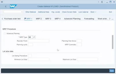 How to create a material in SAP? : Material requirement planning SAP MRP procedure and lot size data