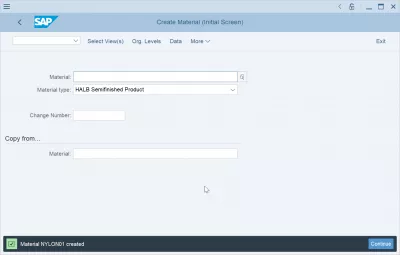 How to create a material in SAP? : Material created