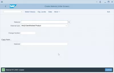 Як створити матеріал у SAP? : Матеріал створений