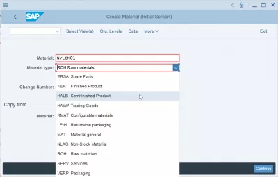 Hoe maak je een materiaal in SAP? : Beginscherm Materiaal maken