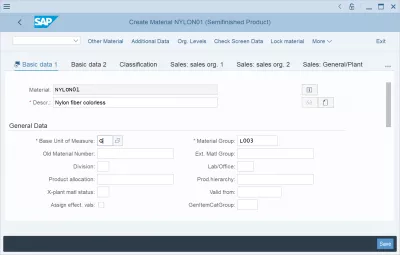 Bagaimana cara membuat materi di SAP? : Memasukkan informasi data dasar dalam tampilan data dasar