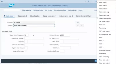 How to create a material in SAP? : Select material view to display