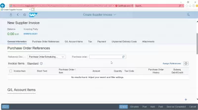 How to create a supplier invoice in SAP? FB60 in SAP FIORI : Purchase order references tab