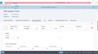 How to create a supplier invoice in SAP? FB60 in SAP FIORI : General Ledger account items tab