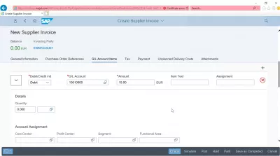 Comment créer une facture fournisseur dans SAP? FB60 dans SAP FIORI : Onglet Eléments de compte du grand livre