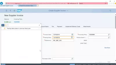 How to create a supplier invoice in SAP? FB60 in SAP FIORI : Posting takes place in previous fiscal year