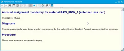 Come creare una richiesta di acquisto in SAP utilizzando ME51N : Assegnazione dell'account obbligatoria per il materiale message number ME062