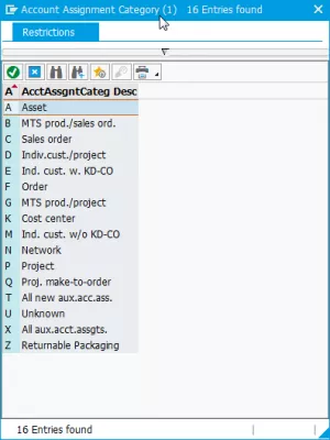 How to create purchase requisition in SAP using ME51N : Account assignment category selection