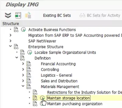 Как да създадете място за съхранение в SAP : Поддържане на места за съхранение в SPRO