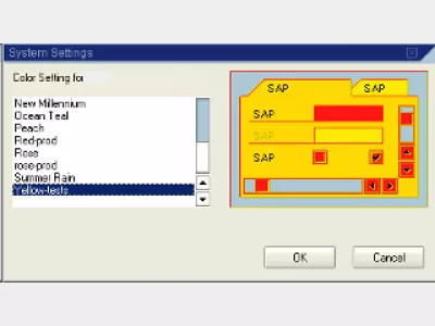 SAP-käyttöliittymän värin muuttaminen : Kuva 8: SAP-väriasetukset