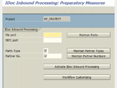 SAP определяет партнерскую систему для входящей обработки IDoc : Рис. 4: Пустой экран SAP IDoc Обработка входящих сообщений: Подготовительные меры