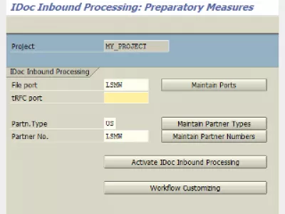SAP определяет партнерскую систему для входящей обработки IDoc : Рис. 5: заполненный SAP-экран IDoc Inbound Processing: подготовительные меры