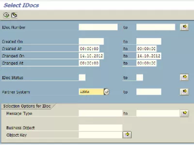 SAP определяет партнерскую систему для входящей обработки IDoc : Рисунок 6: Экран выбора документов SAP BD87