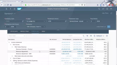 Display financial statement tile in SAP FIORI and balance sheet check : Profit & loss tab