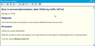 Message FF709 error in account determination: table T030K : Error message FF709