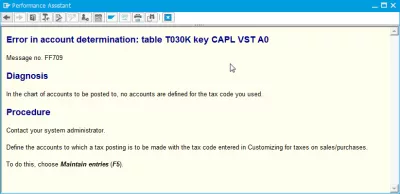 Mensaje de error FF709 en la determinación de la cuenta: tabla T030K : Mensaje de error FF709