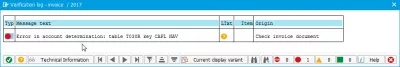 Mensaje de error FF709 en la determinación de la cuenta: tabla T030K : Otro error en la determinación de la cuenta