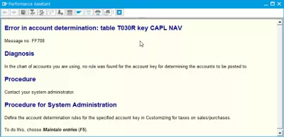 Message FF709 error in account determination: table T030K : Error message FF708