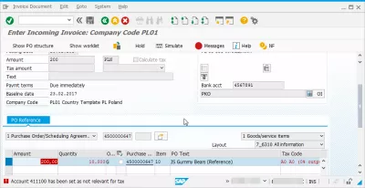 Error Message M8889 Account has been set as not relevant for Tax : SAP error account has been set as not relevant for during incoming invoice creation