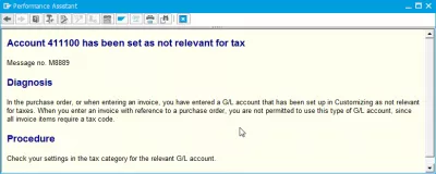 Message d'erreur M8889 Le compte a été défini comme non pertinent pour la taxe : Le message d'erreur SAP M8889 n'a pas été défini comme pertinent pour la taxe