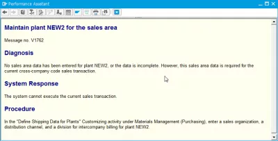 Message V1762 maintain plant for the sales area : Error message V1762